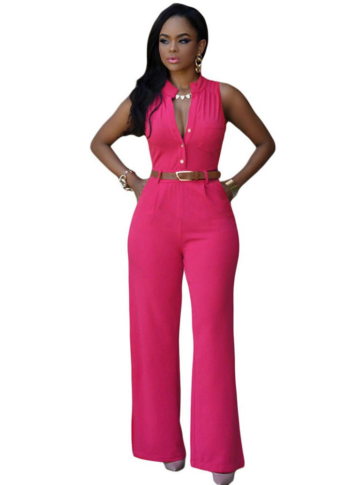 OC Single-Breasted Jumpsuit With Belt